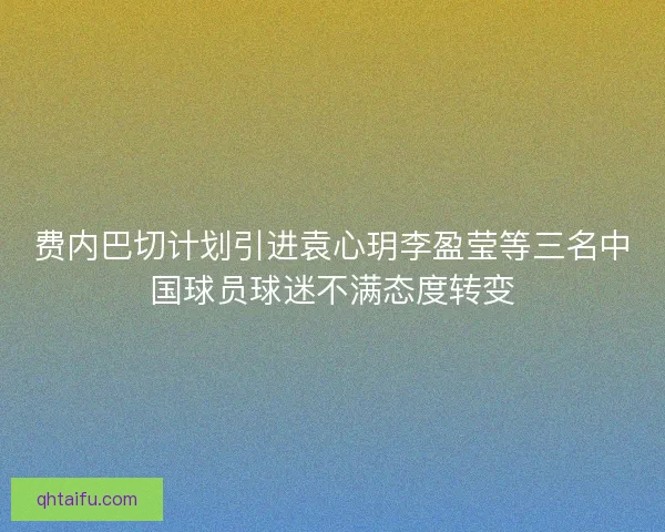 费内巴切计划引进袁心玥李盈莹等三名中国球员球迷不满态度转变