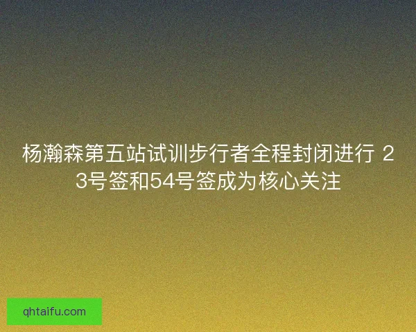 杨瀚森第五站试训步行者全程封闭进行 23号签和54号签成为核心关注 杨瀚森第五站试训步行者全程封闭进行 23号签和54号签成为核心关注