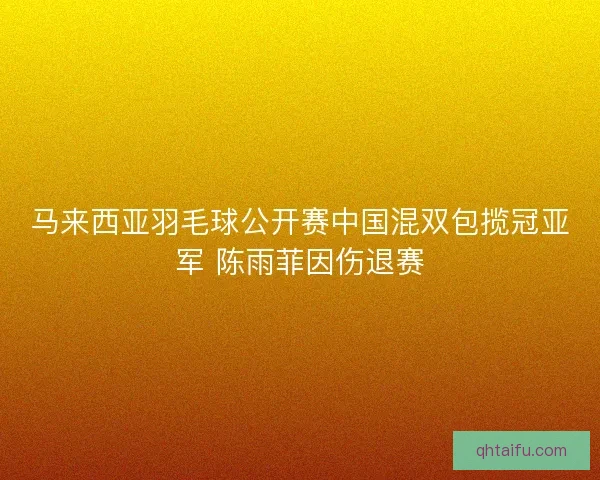 马来西亚羽毛球公开赛中国混双包揽冠亚军 陈雨菲因伤退赛 马来西亚羽毛球公开赛中国混双包揽冠亚军 陈雨菲因伤退赛
